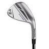 TaylorMade Hi-Toe 3 in Chrome. Showing the back of the club head. Showing Hi-Toe written in black on the toe of the club. Milled grind written in blue on the head near to the hossle