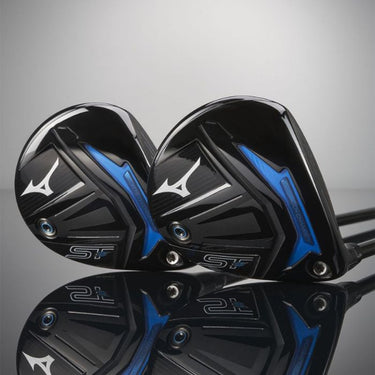 Mizuno ST-Z 230 Golf Fairway Woods lying next to each other with the sole of the club head showing