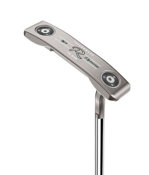TaylorMade TP Reserve B29 Flow Neck Golf Putter being held up on a white background so the sole of the club is showing