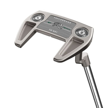 TaylorMade TP Reserve M21 L-Neck Golf Putter being held so the sole of the club head is visible. On a white background