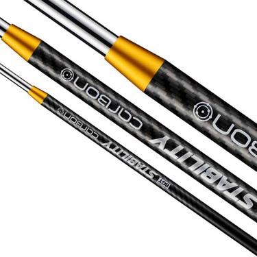 Stability Carbon Putter Shafts in Gold on a white background