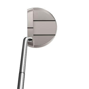 TaylorMade TP Reserve M37 Single Bend Golf Putter being shown at the address position. Looking down on top of the club so the top of the club head is visible