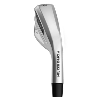Callaway Apex UT 24 Golf Iron being shown from behind the hosel so the sole of the club head and the back of the club head are visible on a white background