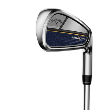 Callaway Paradym golf iron looking at the back of club head and the toe of the club