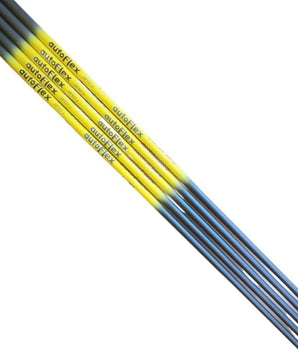 AutoFlex driver shaft in yellow and black finish. With either tips of the shaft starting in black and then changing into a bright yellow colour in the middle