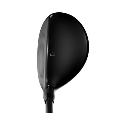 Cobra Aerojet Golf Hybrid at the address position and looking down at it, on a white background