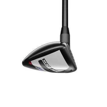 Cobra Aerojet Golf Hybrid from the angle of the toe, on a white background